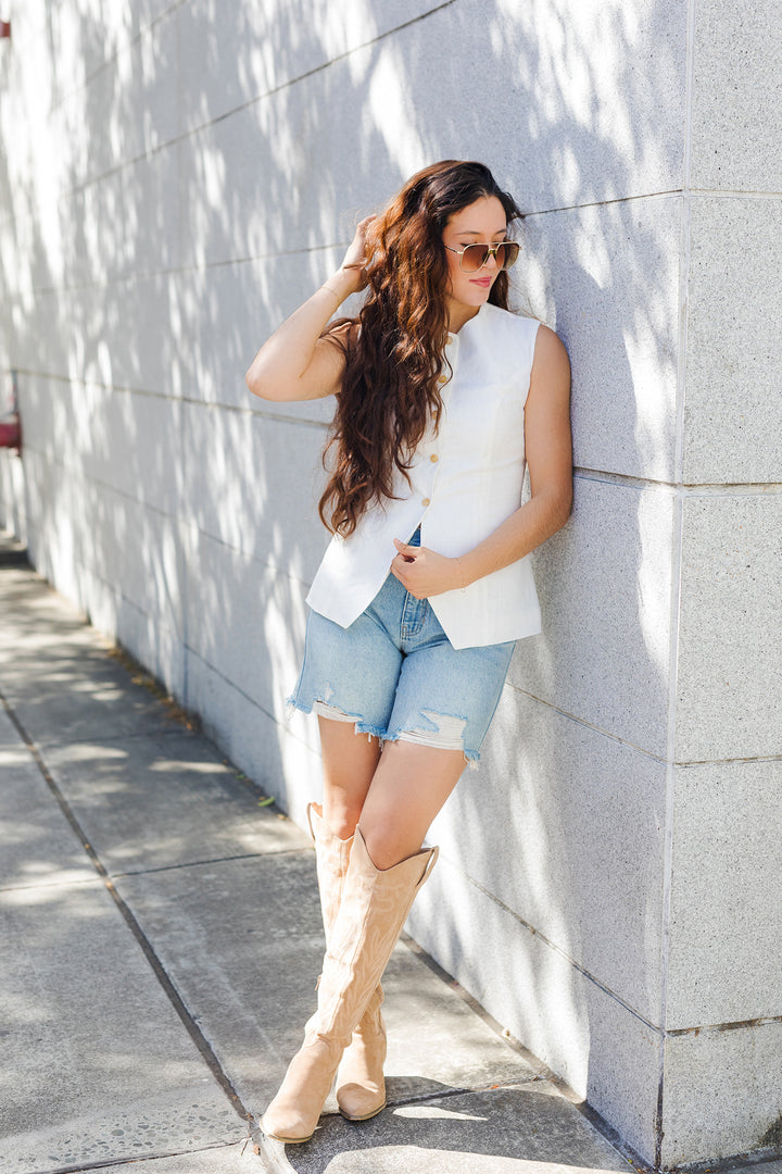 The Vest Behavior Sleeveless Linen Top