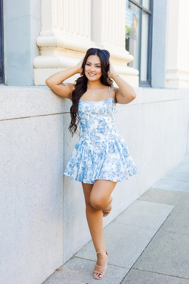 The Miss Molly Blue Floral Mini Dress