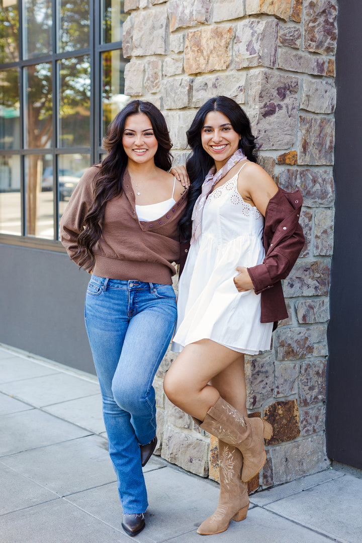 The Chill Pill Soft Knit Button Cropped Sweater