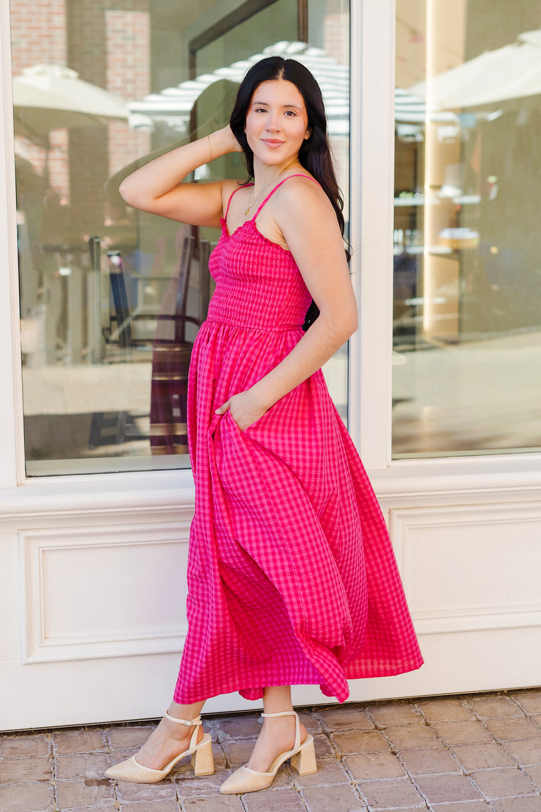 The Cherry On Top Gingham Maxi Dress Small / Red The Cherry On Top Gingham Maxi Dress Small / Red
