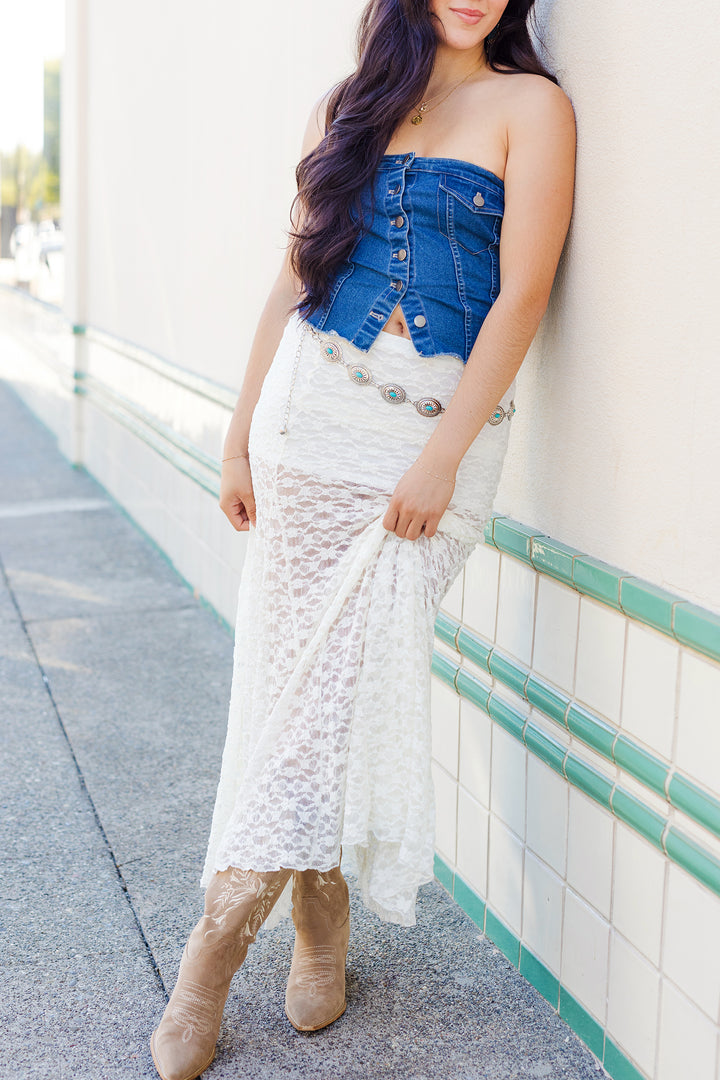The Way Out West White Lace Maxi Skirt