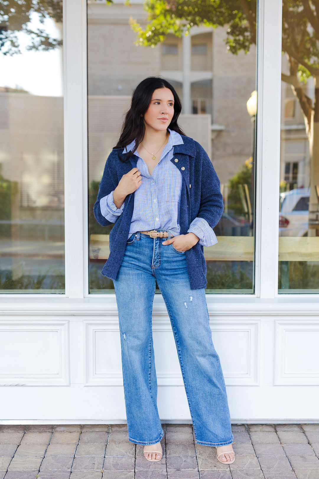 The Lasting Layers Blue Button Front Cardigan Sweater