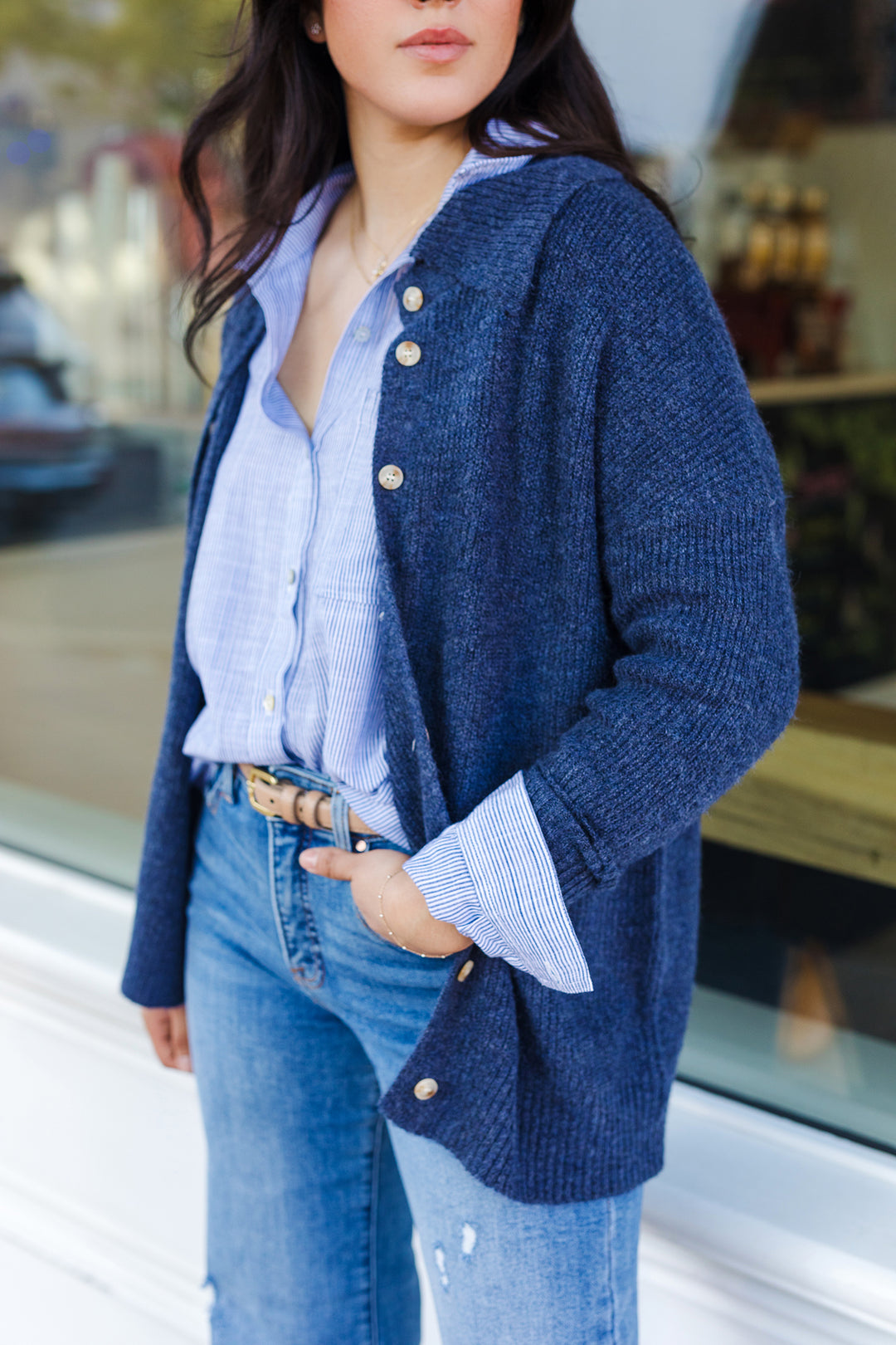The Lasting Layers Blue Button Front Cardigan Sweater