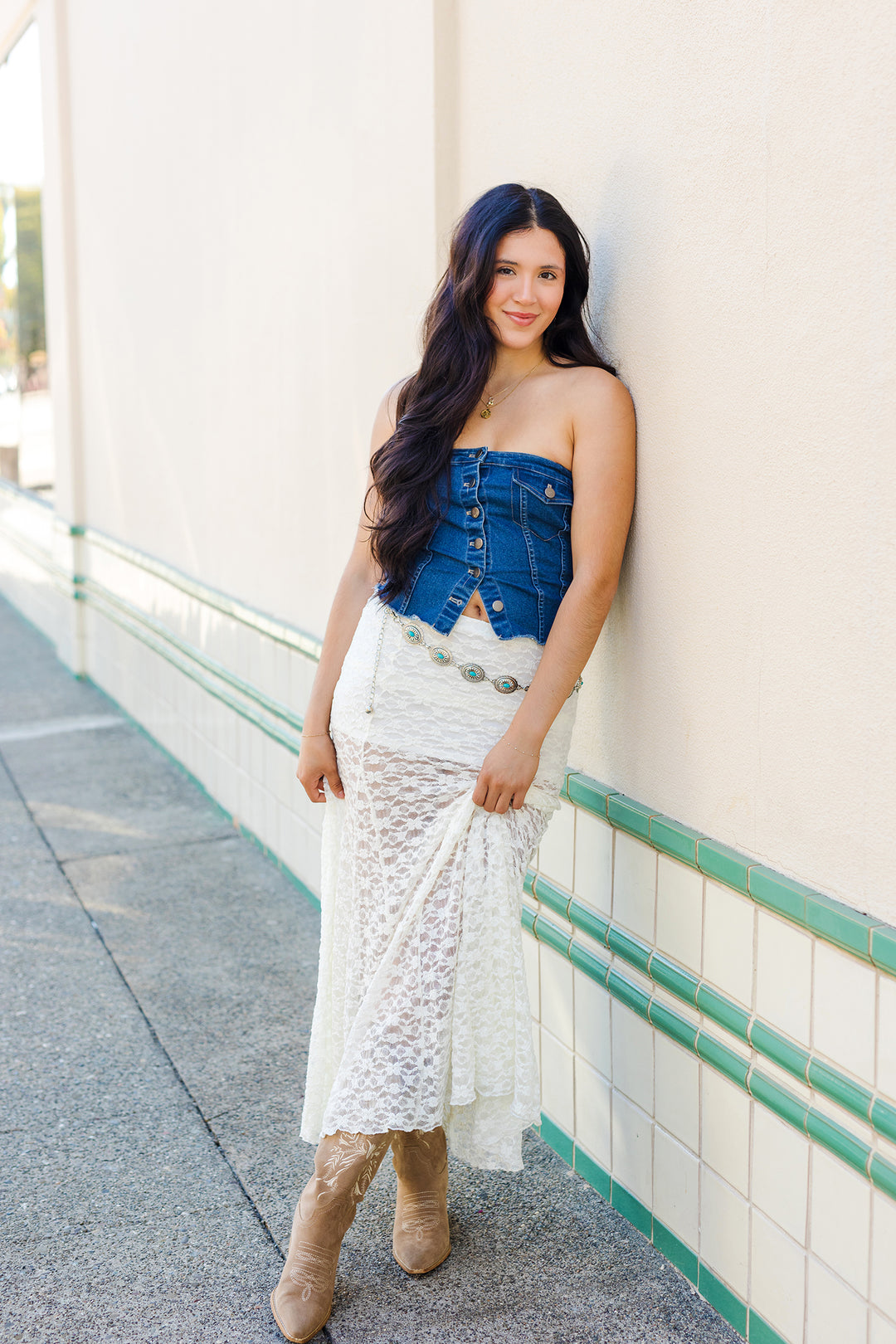 The Way Out West White Lace Maxi Skirt