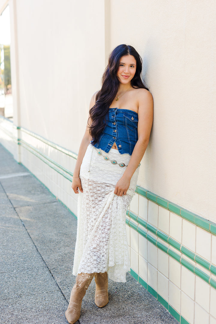 The Way Out West White Lace Maxi Skirt