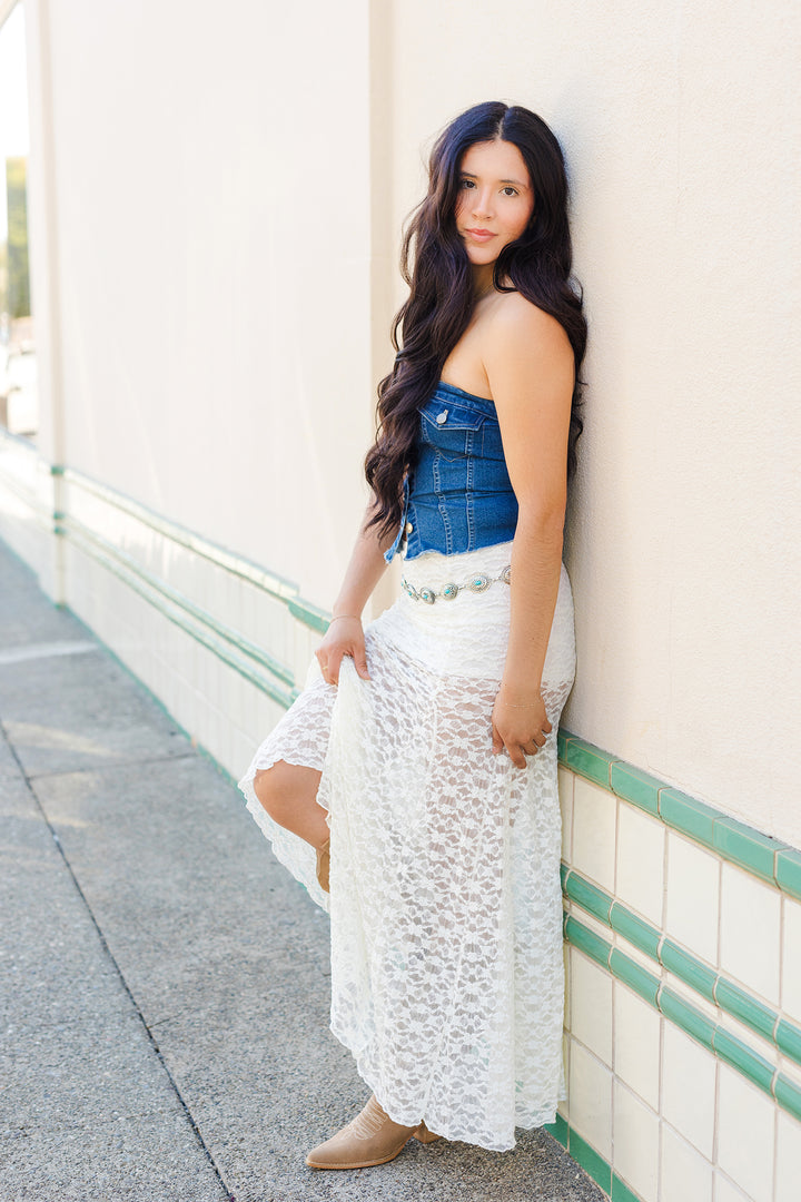 The Way Out West White Lace Maxi Skirt