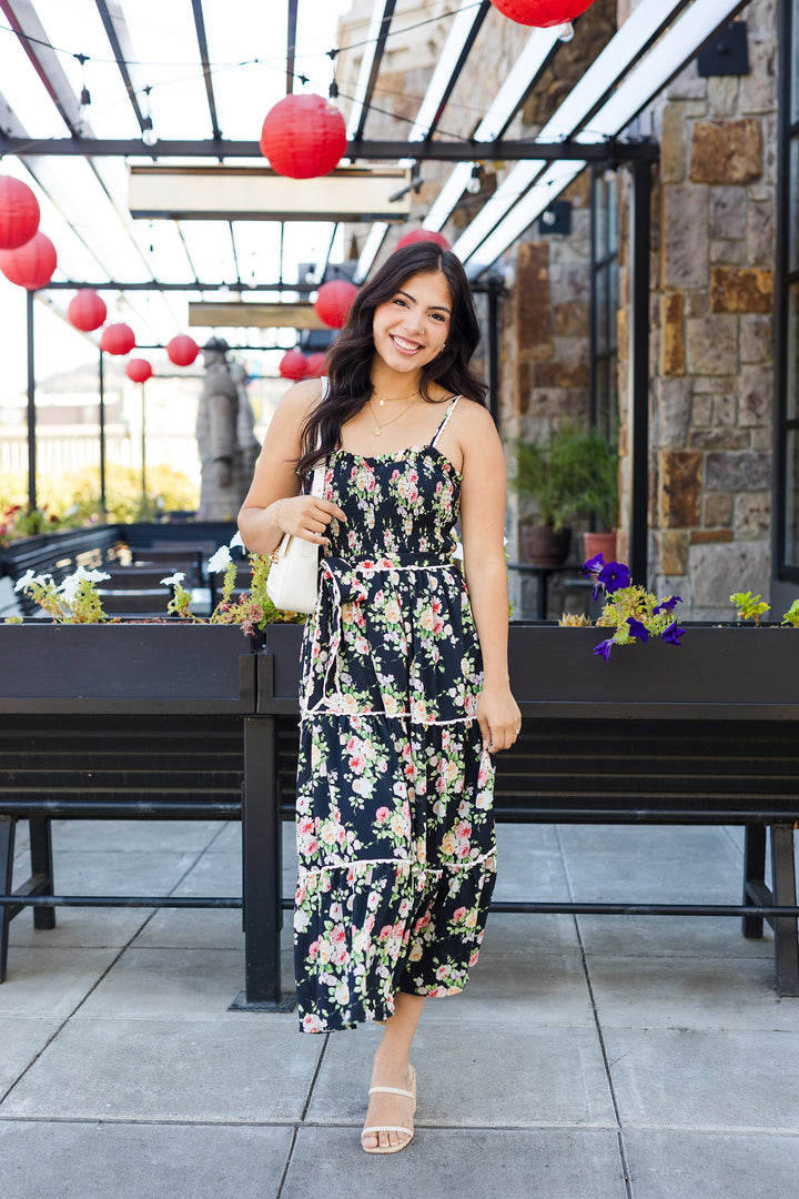 The Garden Of Roses Floral Print Midi Dress