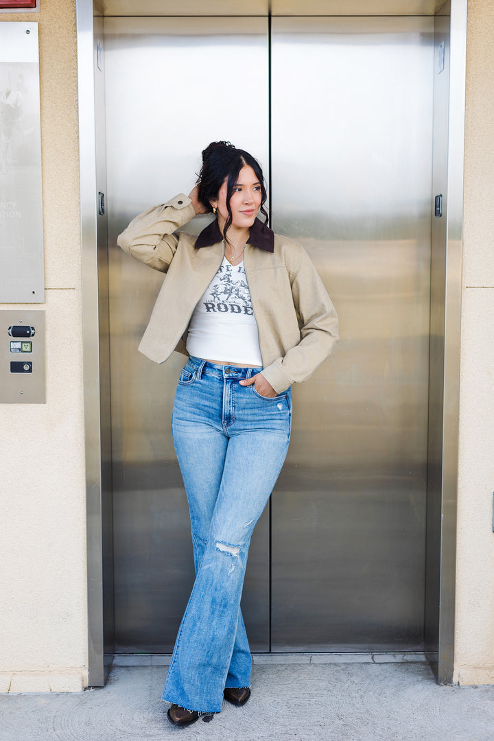 The Miss You Already Distressed Knees Bootcut Jeans by Hidden
