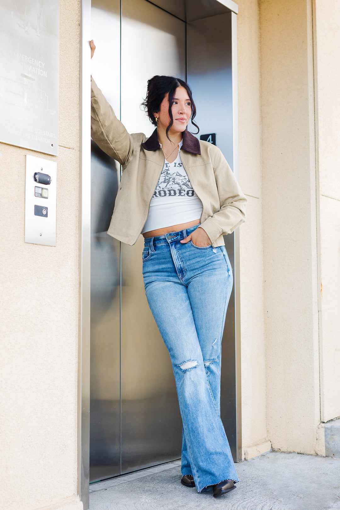 The Miss You Already Distressed Knees Bootcut Jeans by Hidden