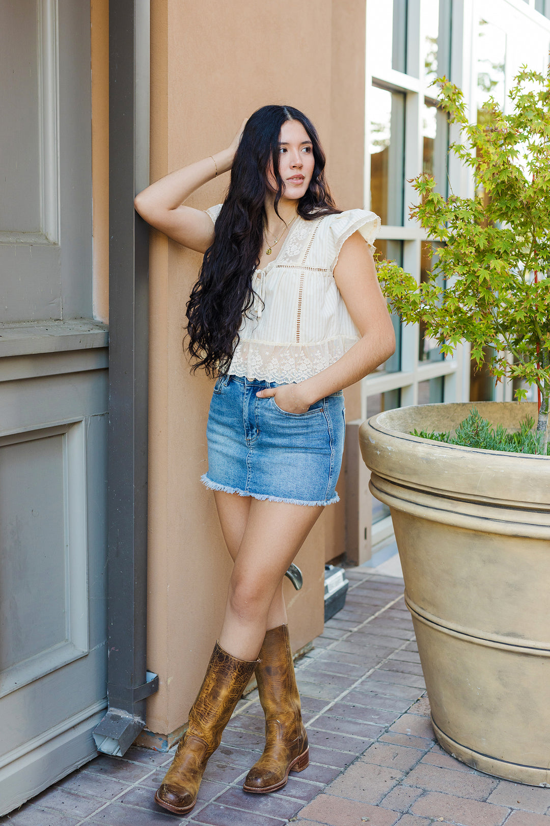 The Desert Oasis Sand Lace Top