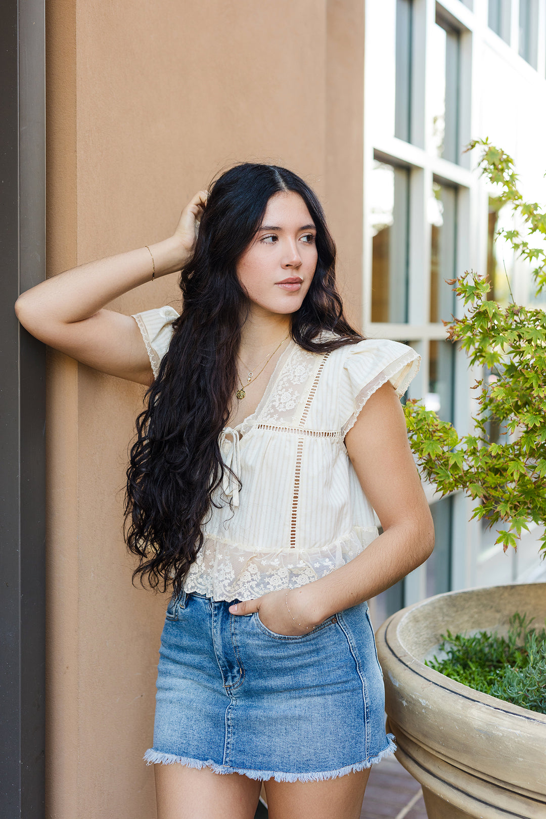 The Desert Oasis Sand Lace Top