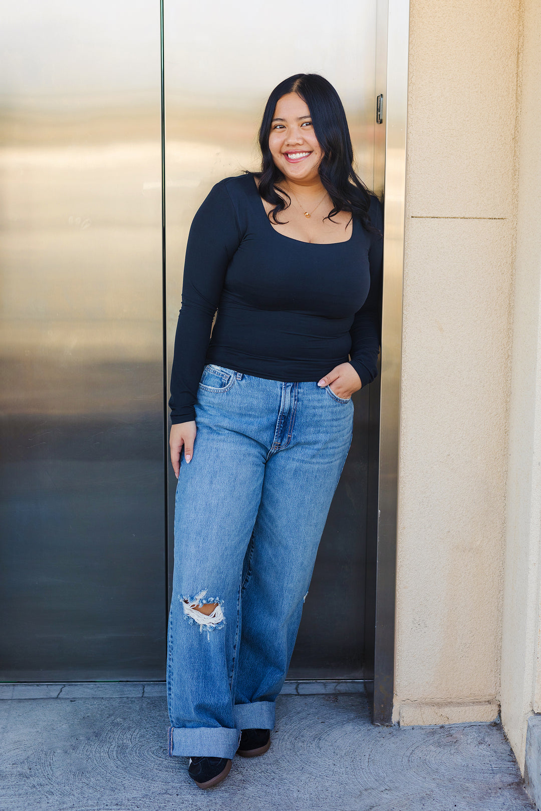 The Underneath It All Soft Square Neck Long Sleeve Top