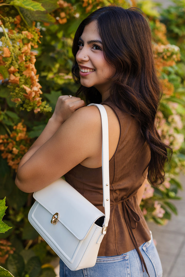 The Chicago Heat Suede Button Front Vest Top