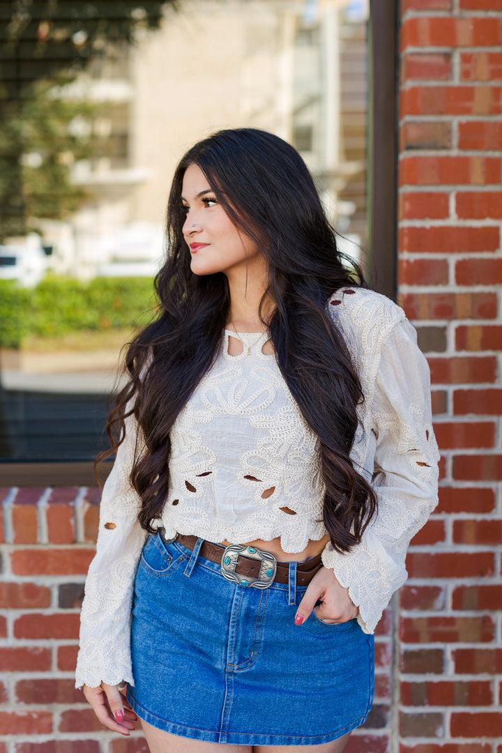 The Desert Wind Long Sleeve Crochet Top