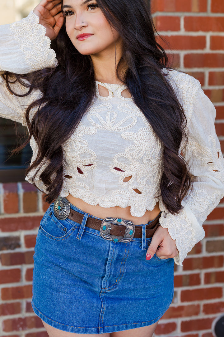 The Desert Wind Long Sleeve Crochet Top