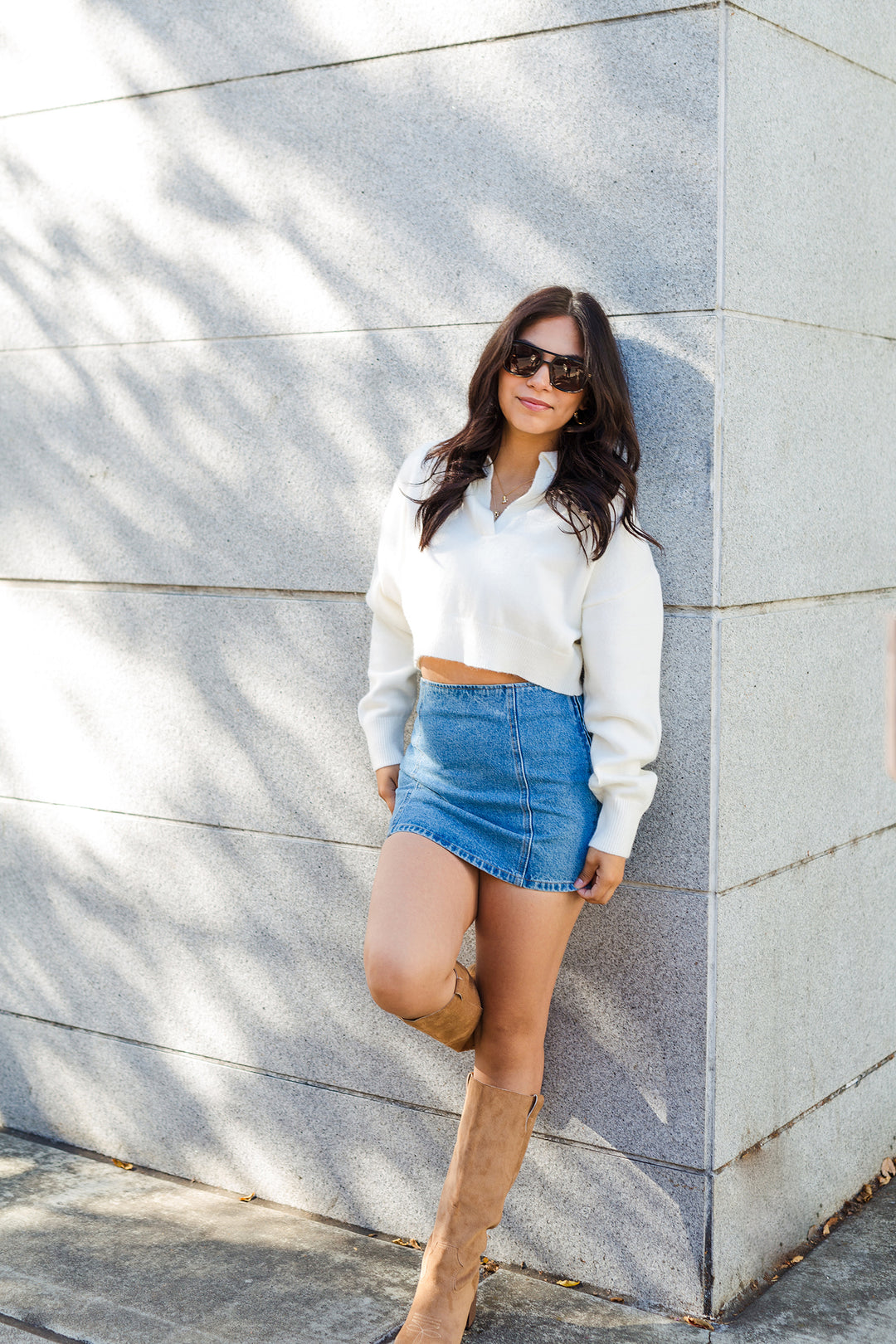 The College Prep Collared Crop Pullover Sweater