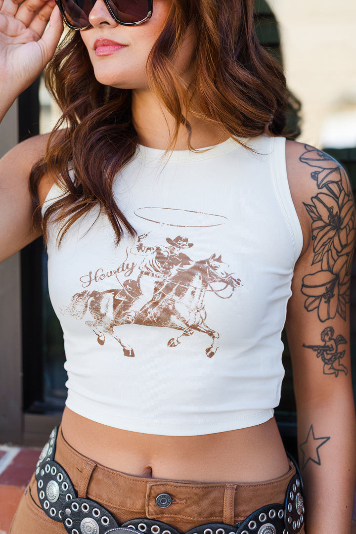 The Let's Get Rowdy Cowboy Crop Tank Top