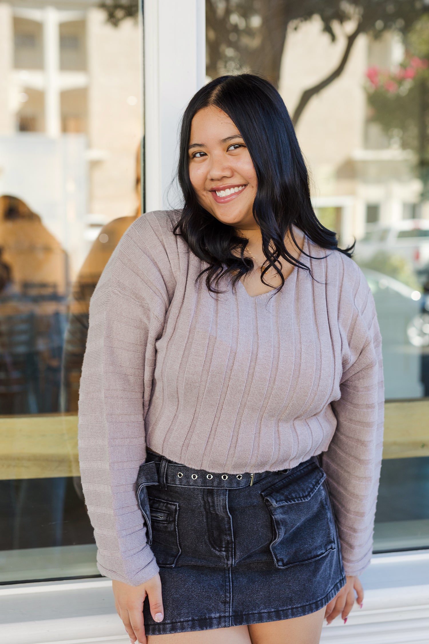 The Britany Black Washed Low Rose Denim Mini Skirt – Shoppe Twelve