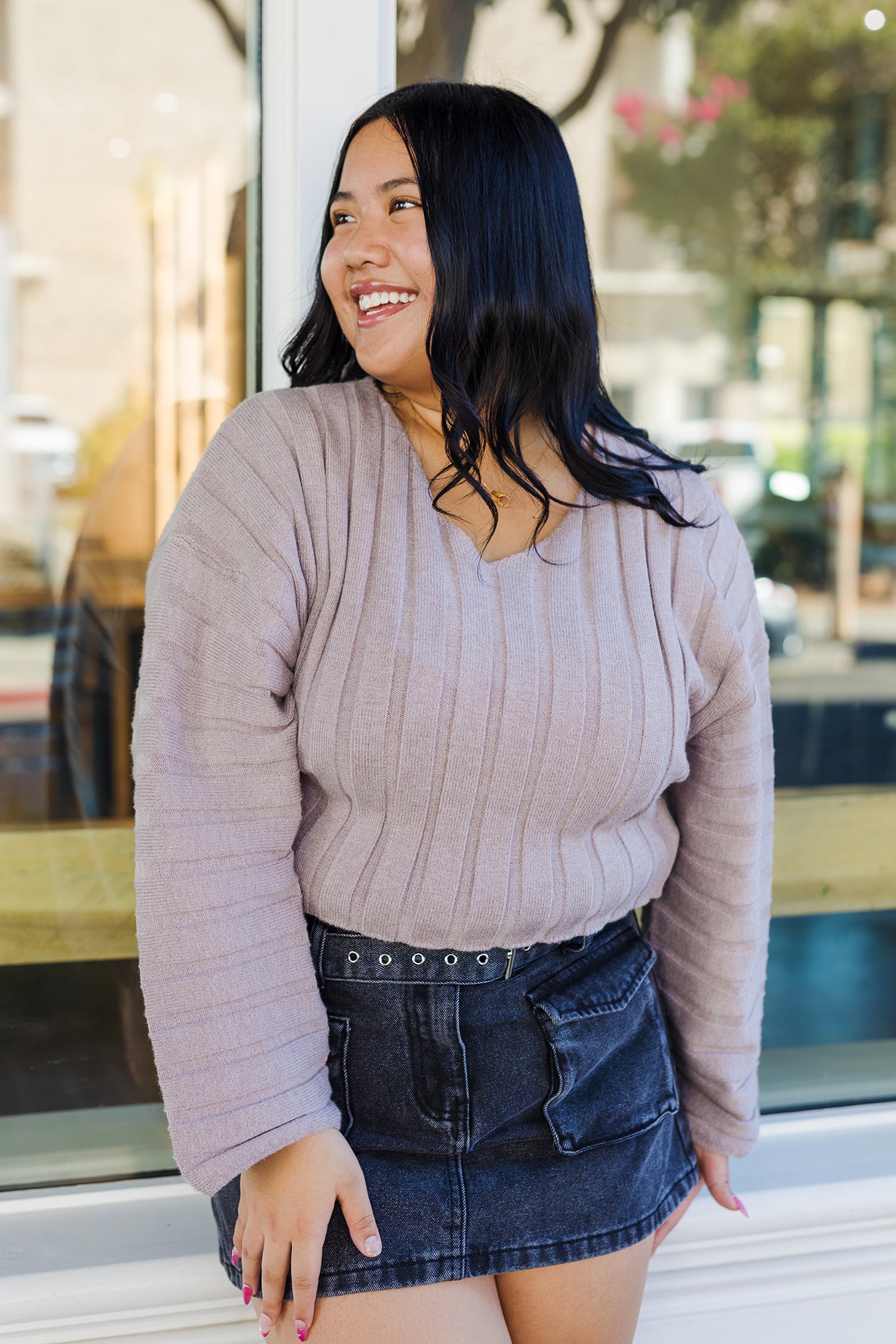 The Britany Black Washed Low Rose Denim Mini Skirt – Shoppe Twelve