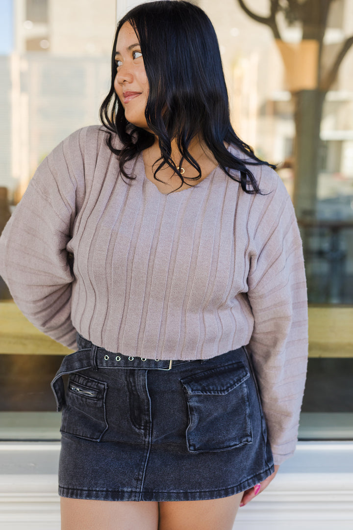 The Britany Black Washed Low Rose Denim Mini Skirt