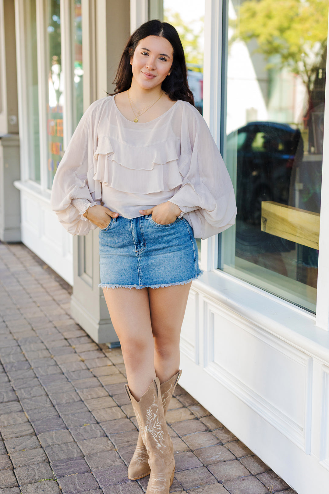The Let's Wing It Ruffle Sleeve Top