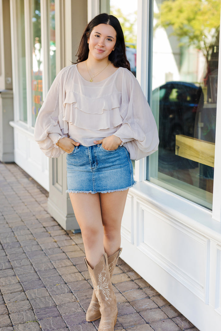 The Let's Wing It Ruffle Sleeve Top