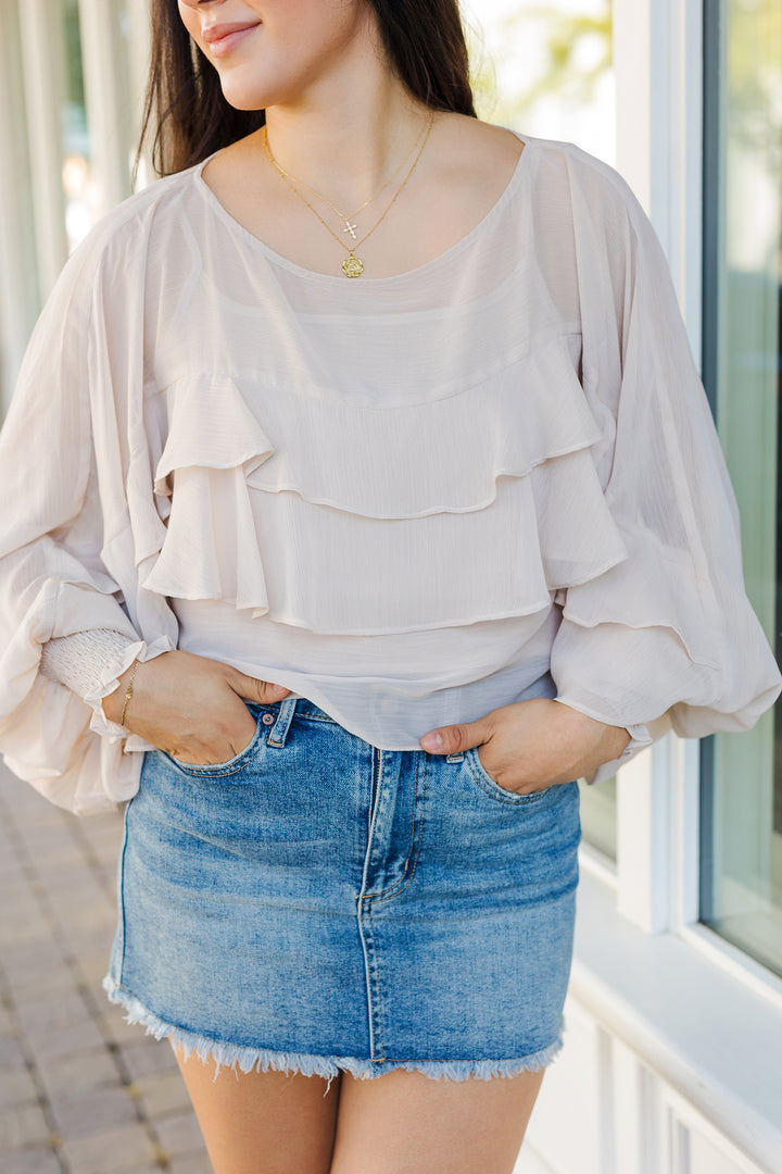 The Let's Wing It Ruffle Sleeve Top
