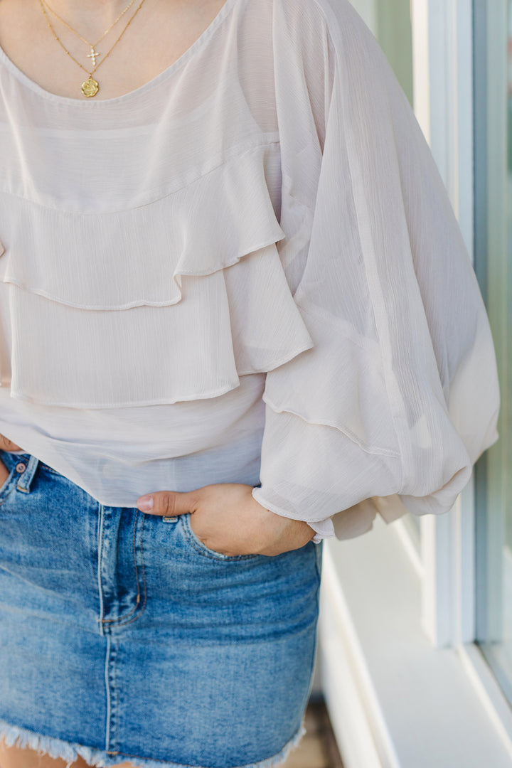 The Let's Wing It Ruffle Sleeve Top