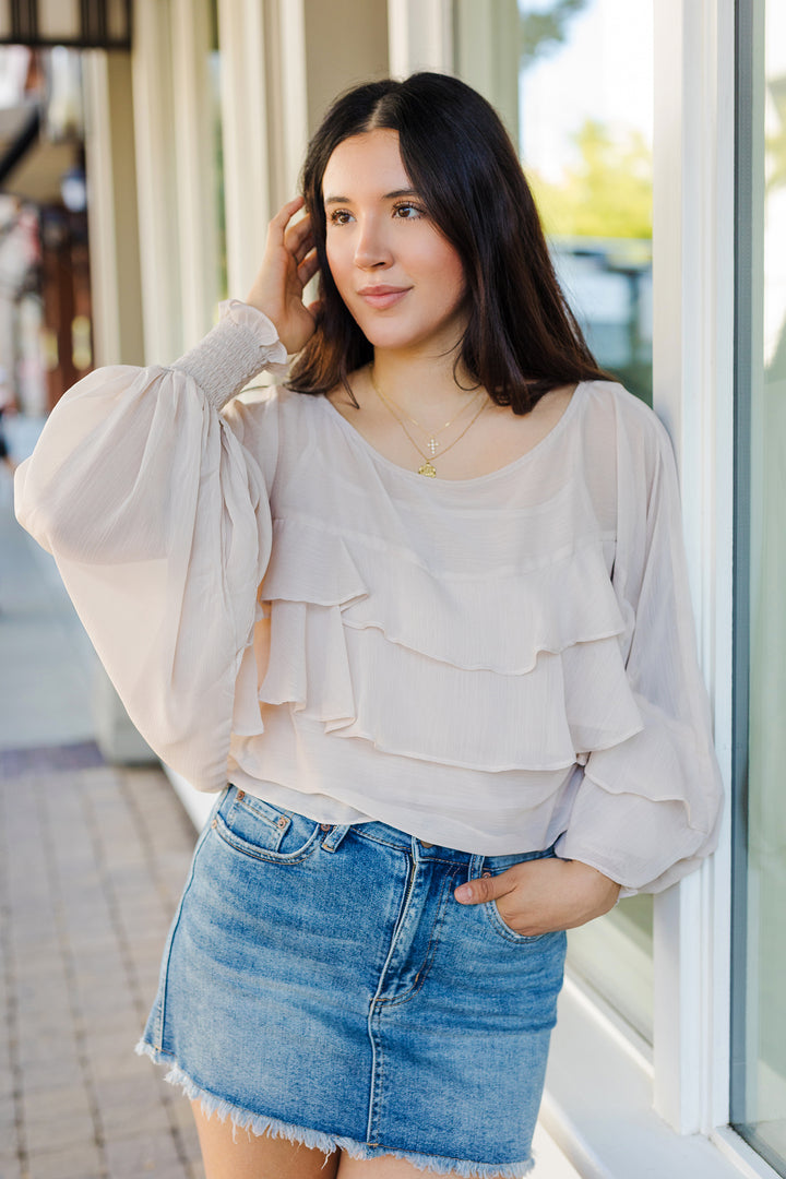 The Let's Wing It Ruffle Sleeve Top