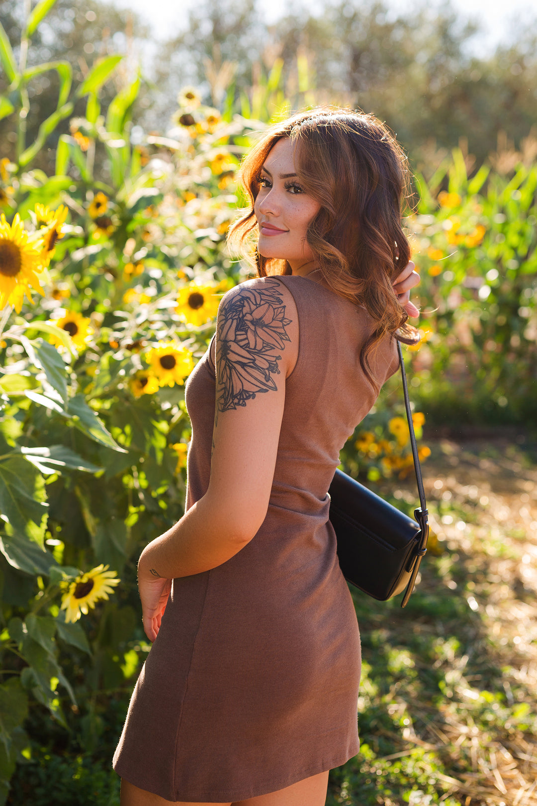 The Nikki Brown High Neck Mini Dress