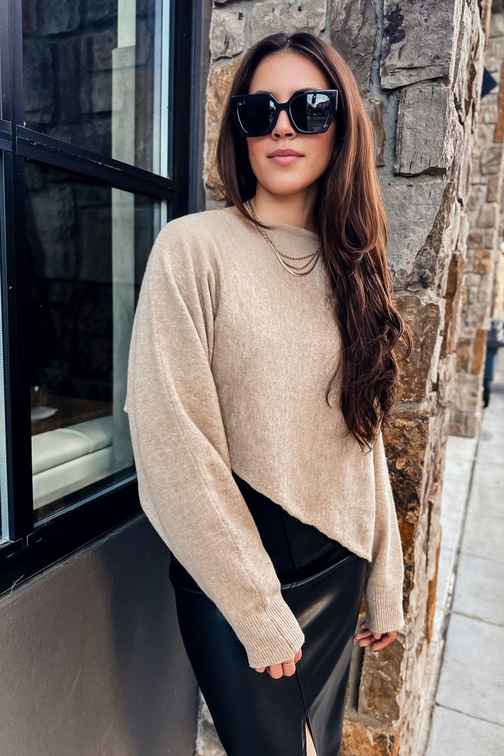 The Kendall Khaki Asymmetrial Sweater