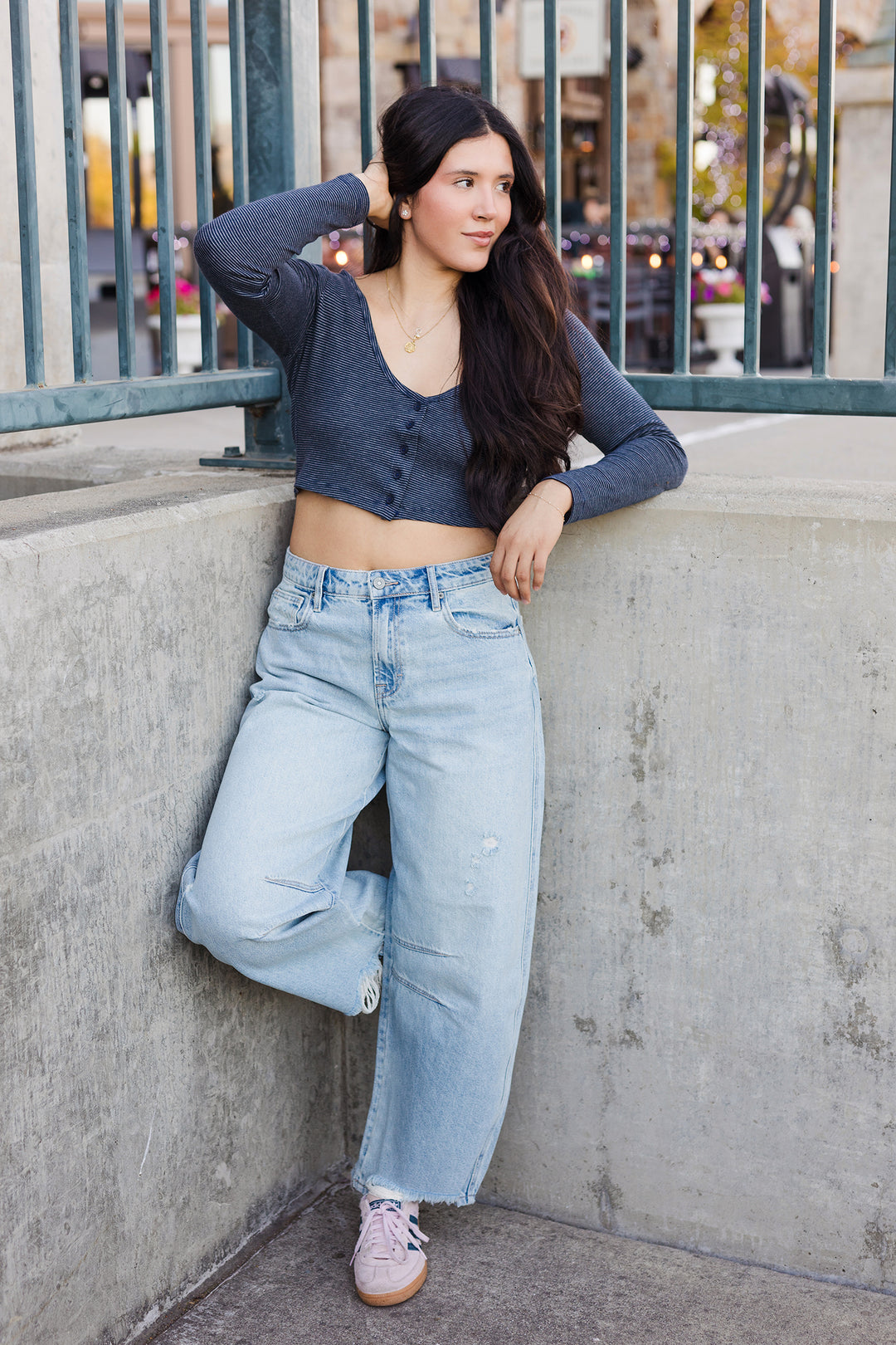 The Sammie Light Wash Barrel Jeans by Hidden