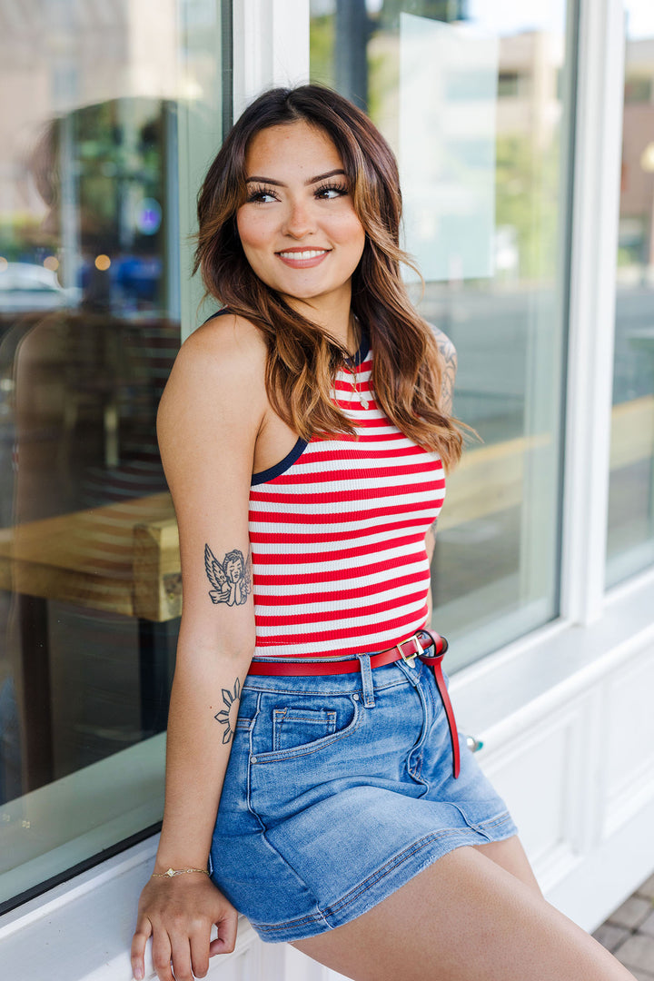 The Brittney Medium Wash Denim Skort