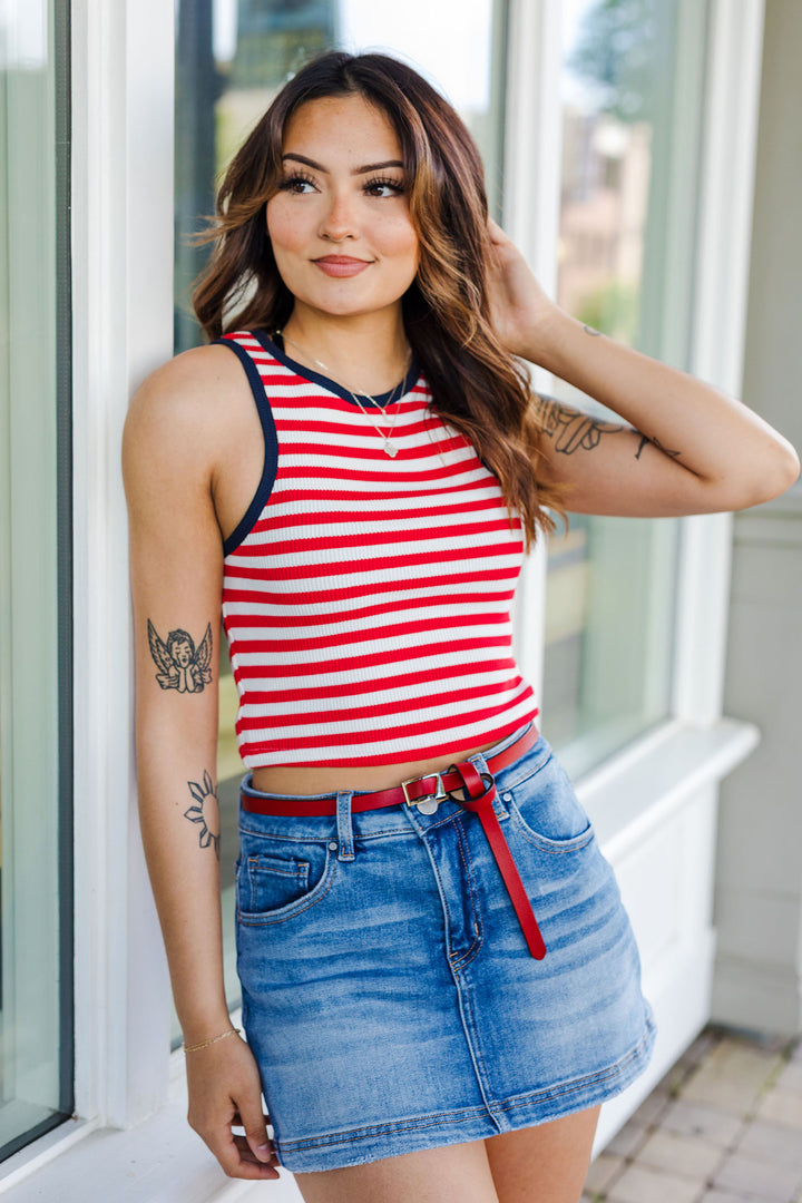 The Brittney Medium Wash Denim Skort