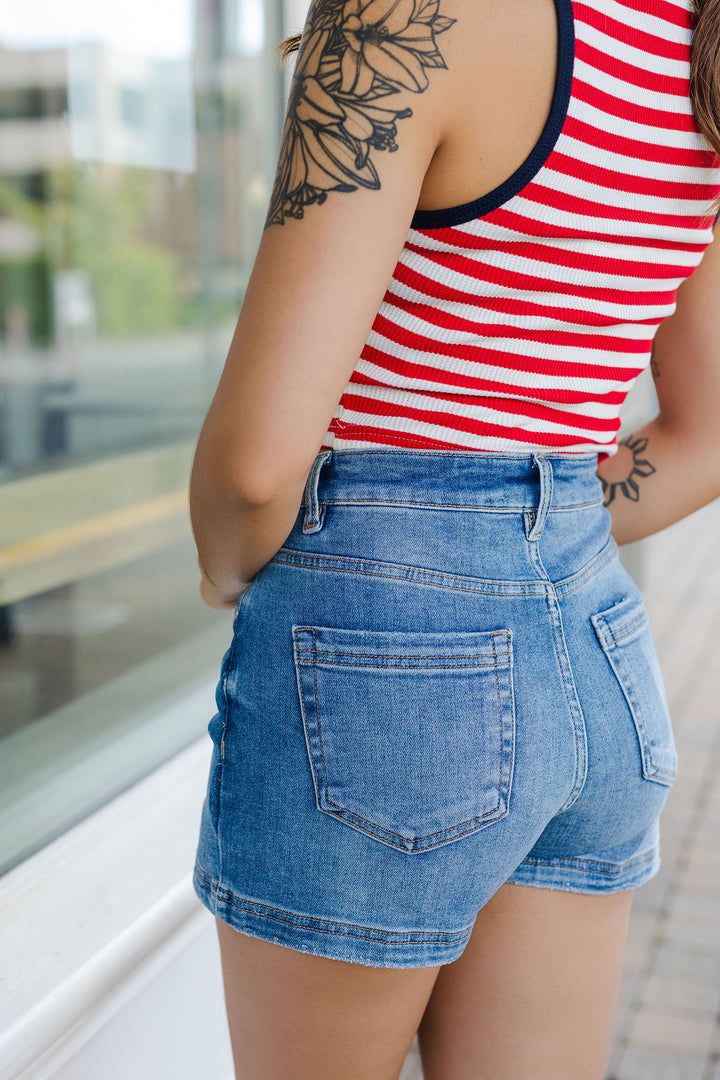The Brittney Medium Wash Denim Skort