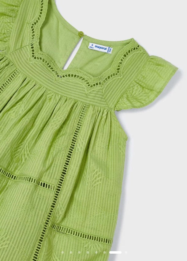 The Apple Orchard Green Embroidered Dress