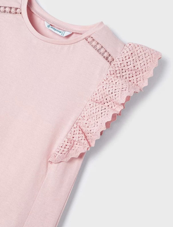 The Girls Make Me Blush Crochet Detail Tee Shirt
