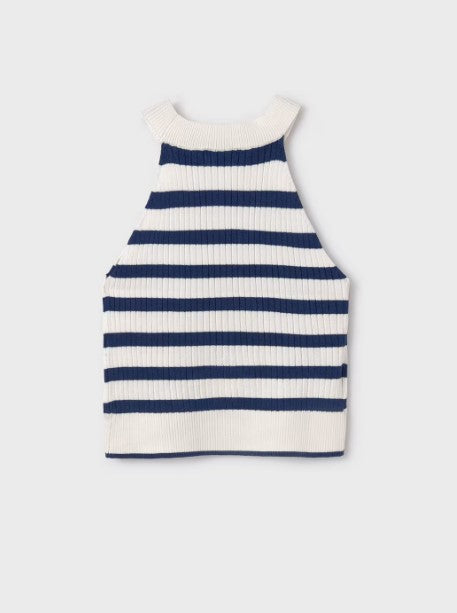 The Girls Sail On Blue and White Knit Halter Top