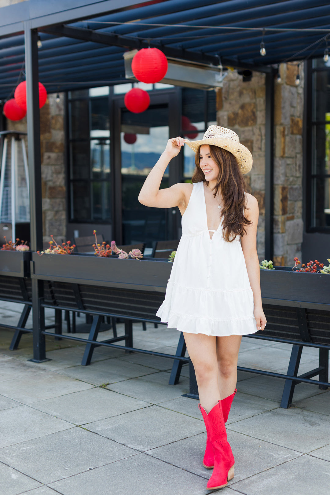The Call It Country White Mini Flutter Dress