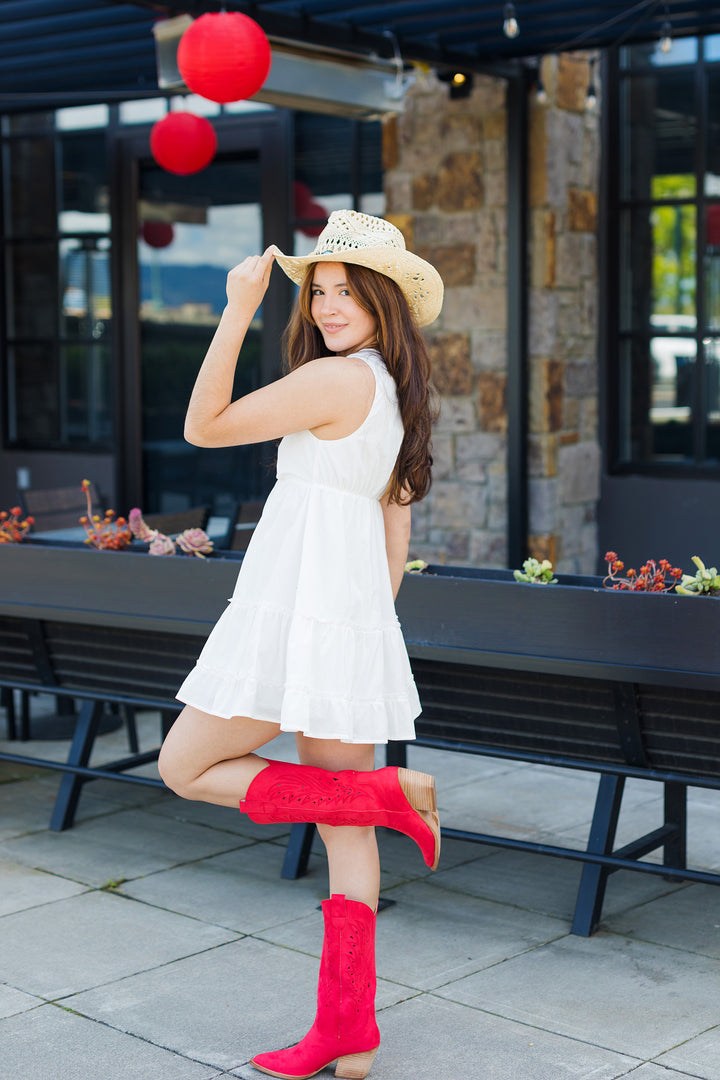 The Call It Country White Mini Flutter Dress