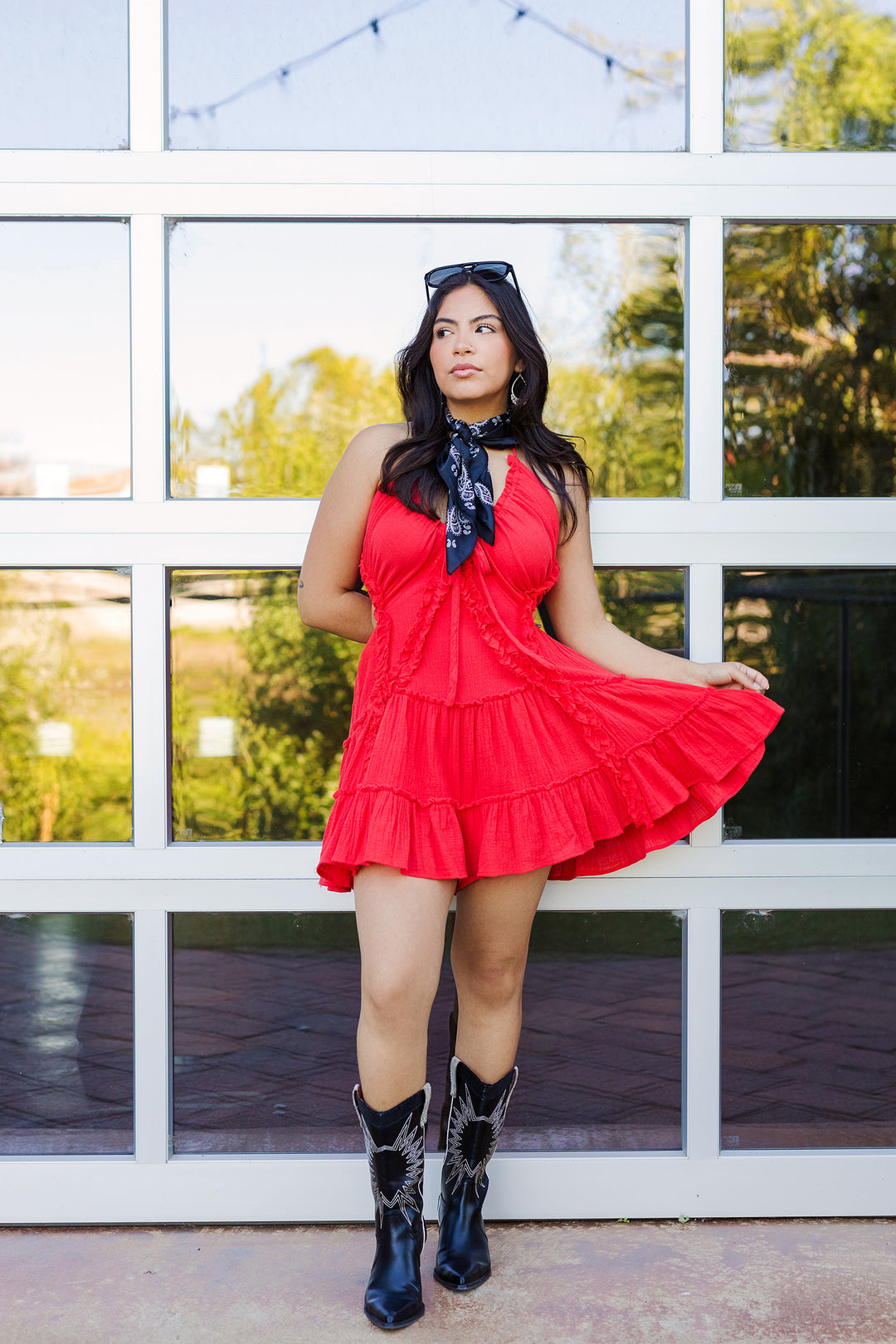 The Spotlight is Calling Tiered Ruffle Halter Romper