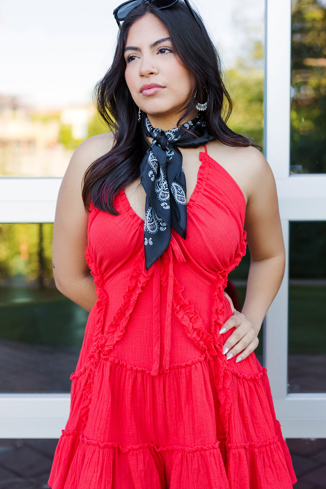 The Spotlight is Calling Tiered Ruffle Halter Romper