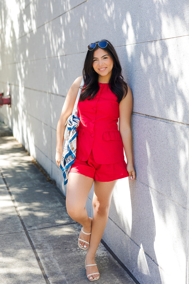 The Coast to Coast Linen Vest and Shorts Set