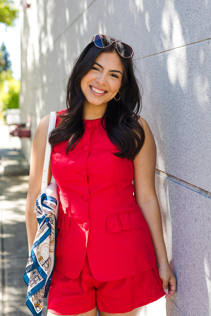 The Coast to Coast Linen Vest and Shorts Set
