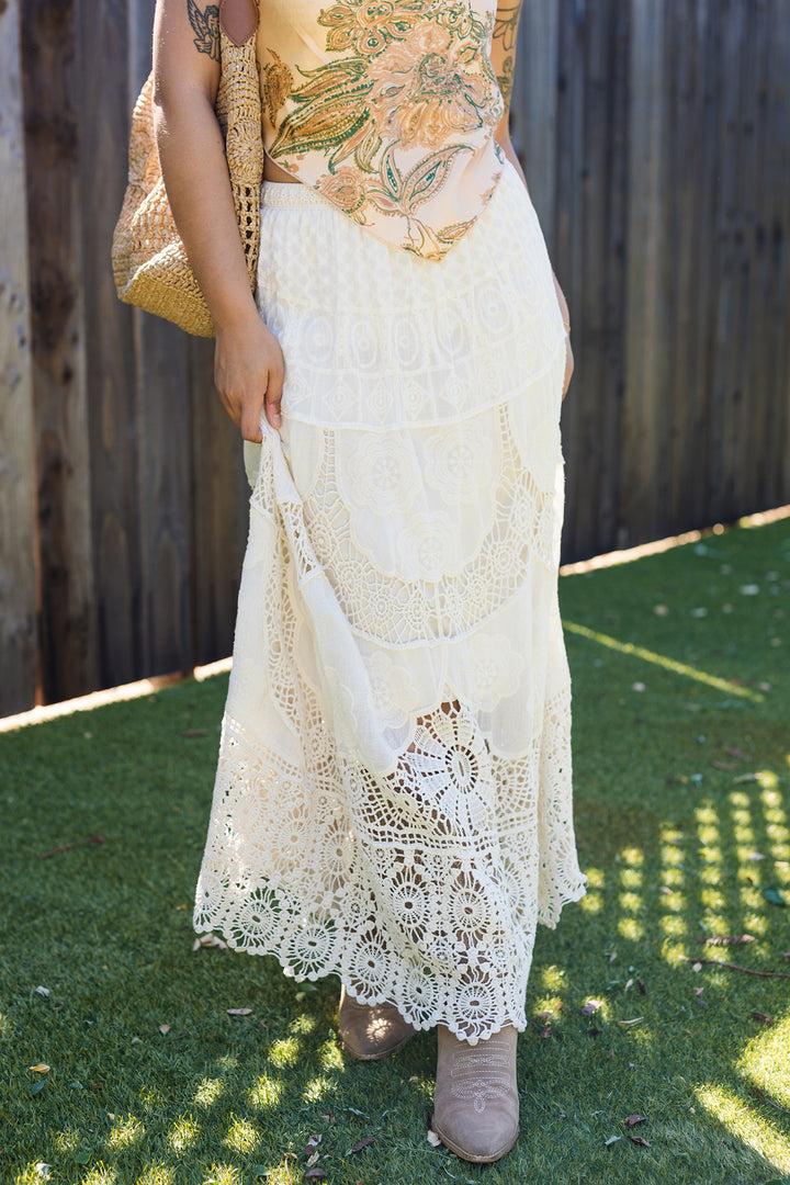 The Daydream Believing Sheer Lace Maxi Skirt
