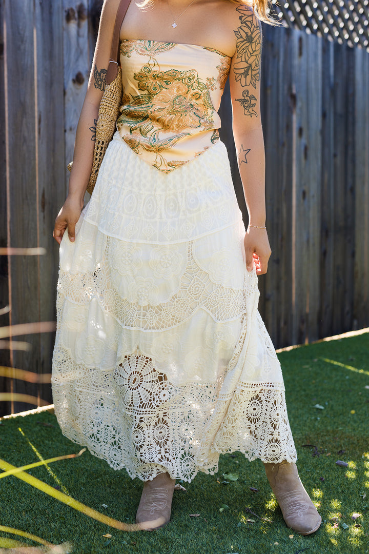 The Daydream Believing Sheer Lace Maxi Skirt