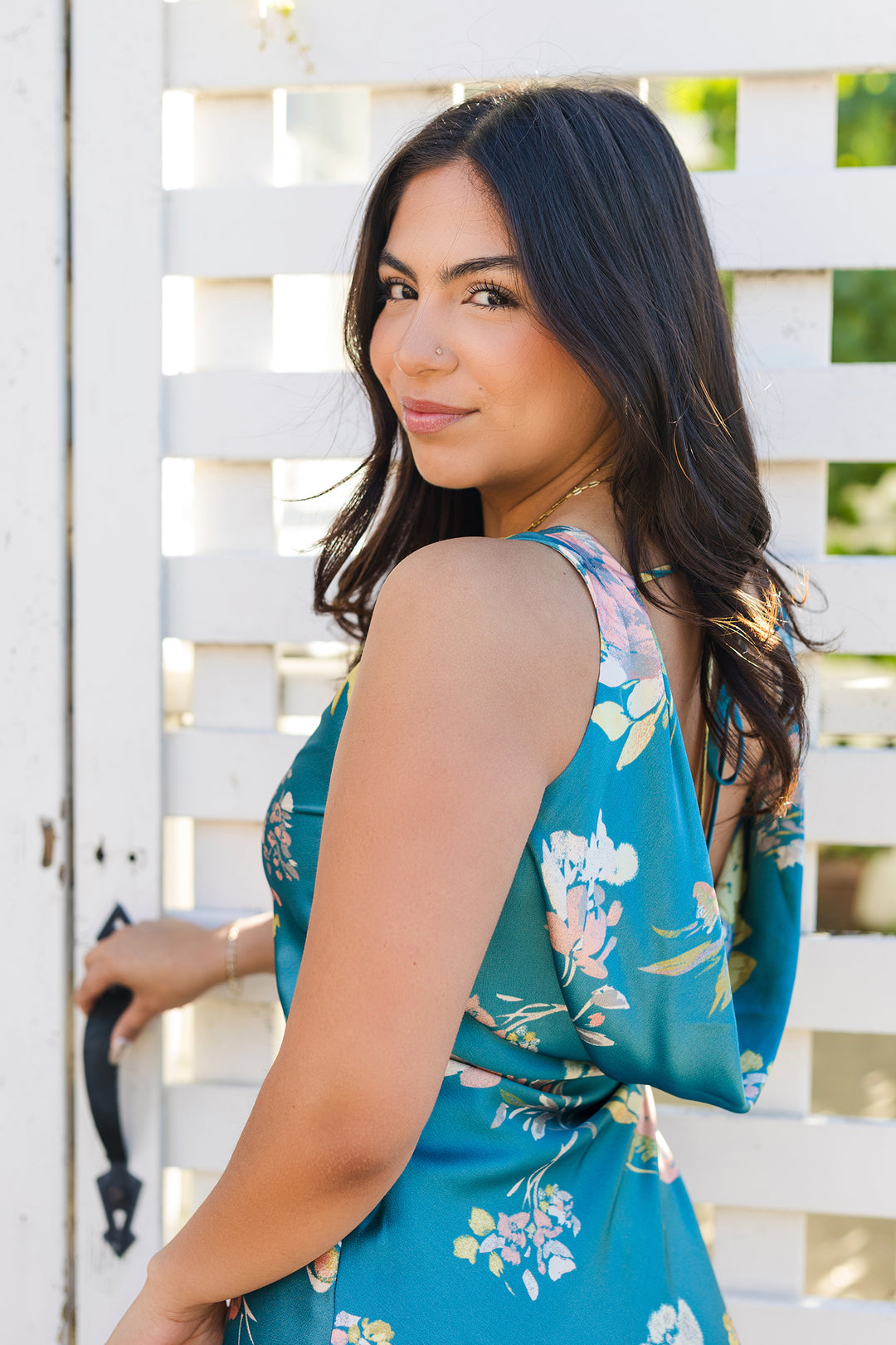 The Garden Party Floral Print Satin Maxi Dress