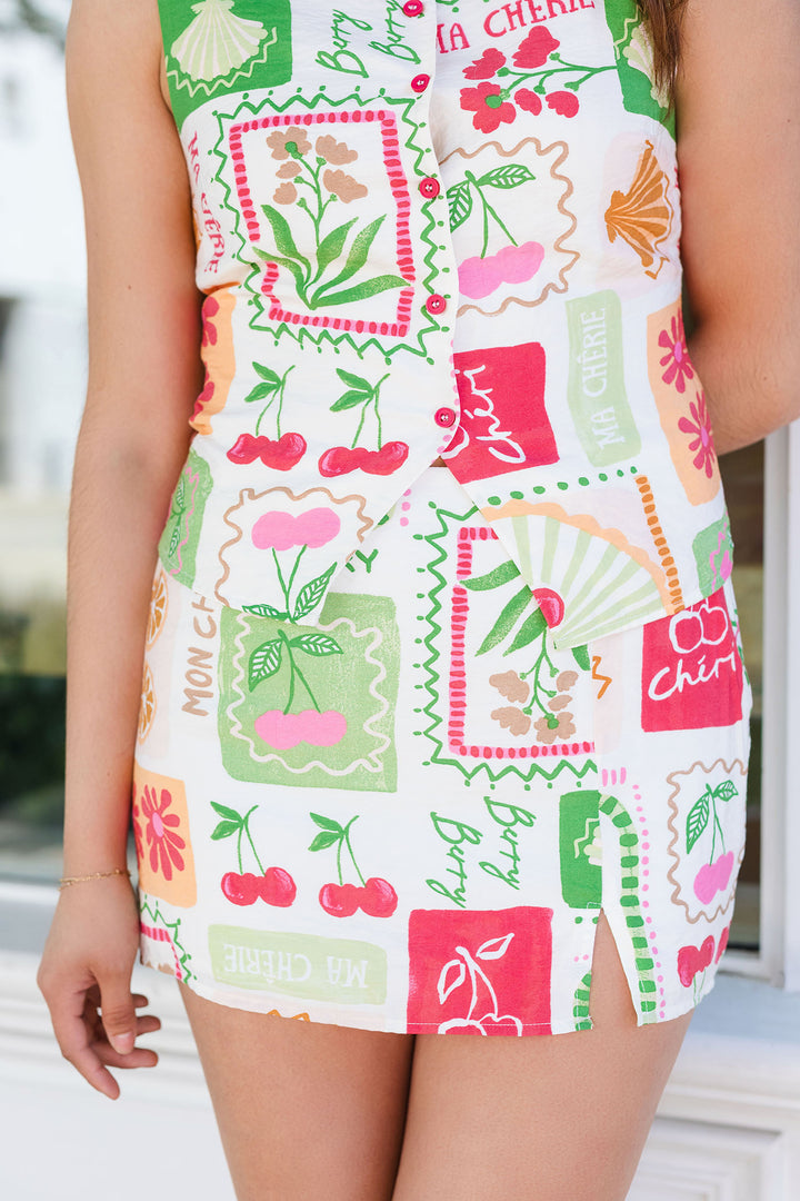 The Weekend In Milano Colorful Fruit Mini Skirt