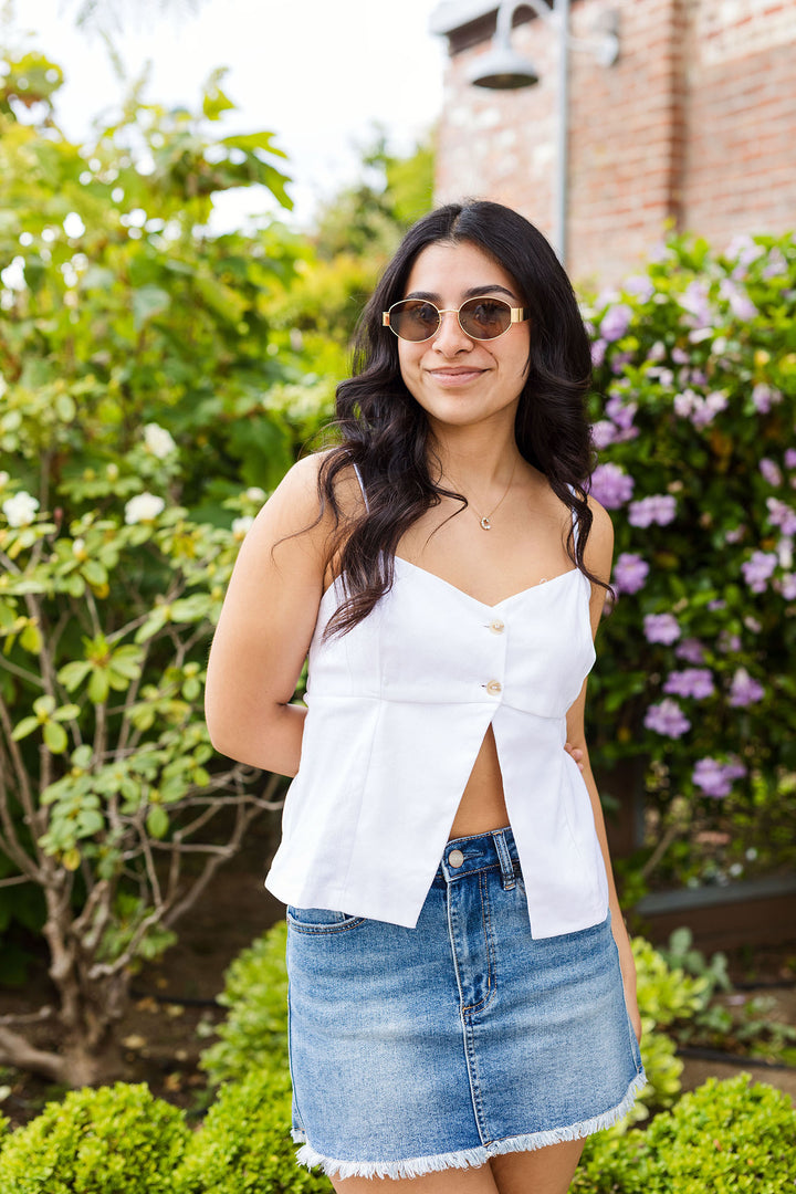 The One-Split Wonder Linen Tank Top