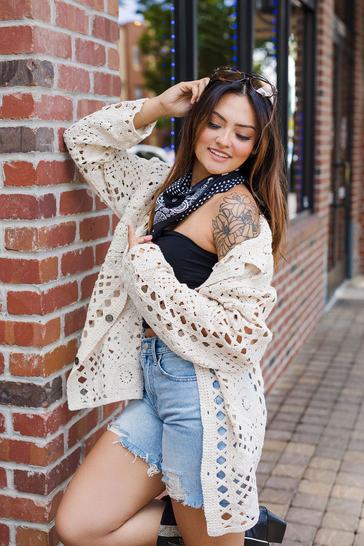 The Sun Chaser Oversized Crochet Shirt